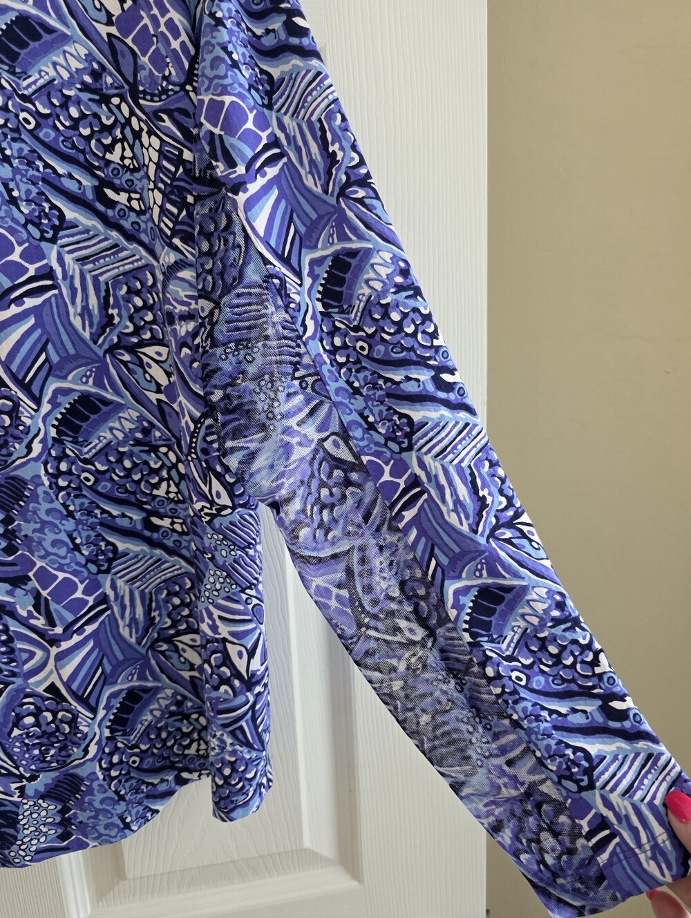 Ibkul XL Top Blue Purple Long Sleeve Activeware Golf Shirt - Picture 3 of 8